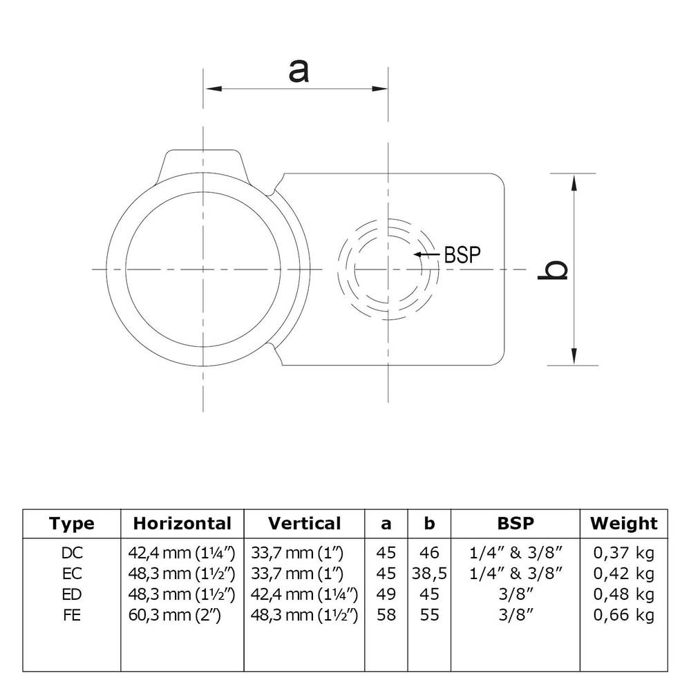 Buiskoppeling Kruisstuk 90° - verloop-EC / 48,3 mm - 33,7 mm