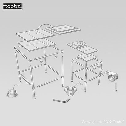 Tafel en Barkruk Newcastle: 42,4mm / zilverkleurig