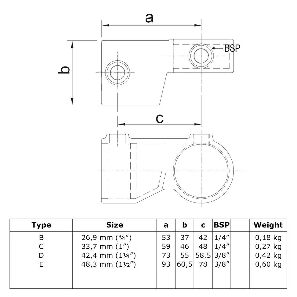 Doos Verstelbaar hoekstuk - zwart-C / 33,7 mm