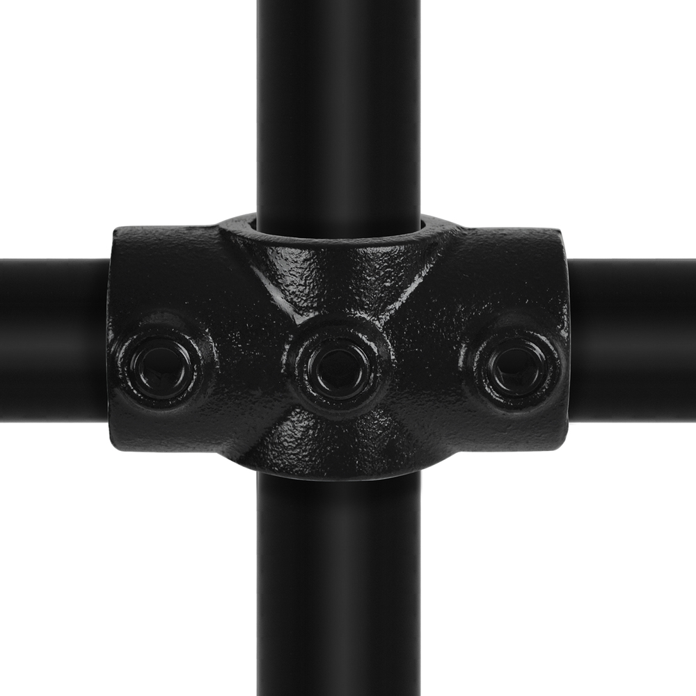 Buiskoppeling Kruisstuk in 1 vlak - zwart-E / 48,3 mm