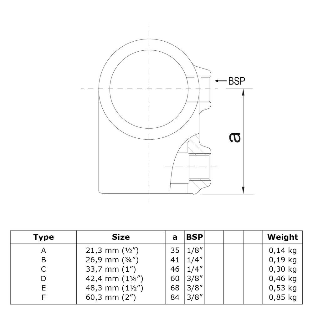 Buiskoppeling Kort T-stuk-C / 33,7 mm
