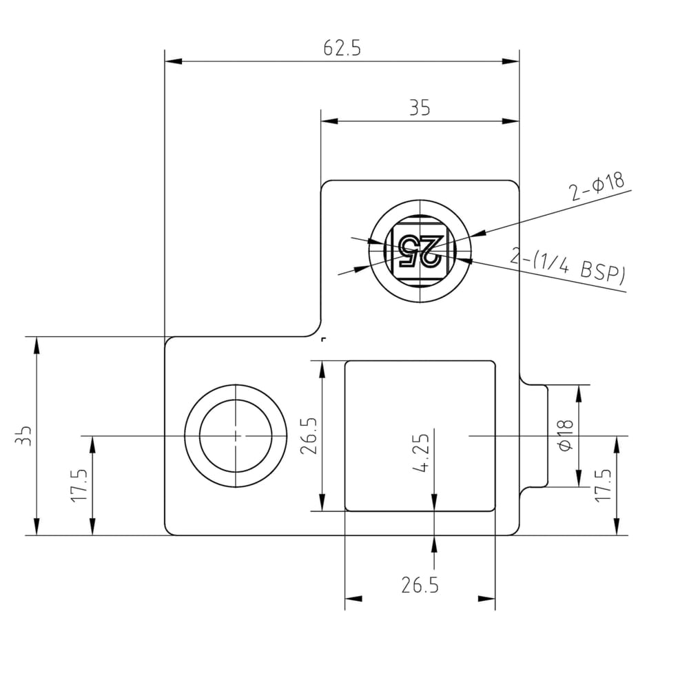 Doos Hoekstuk doorlopende staander - zwart - vierkant - 40 mm