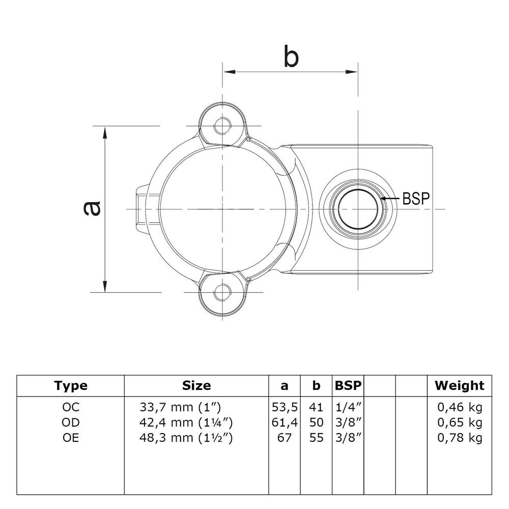 Buiskoppeling Open klapbaar kruisstuk 90°-C / 33,7 mm