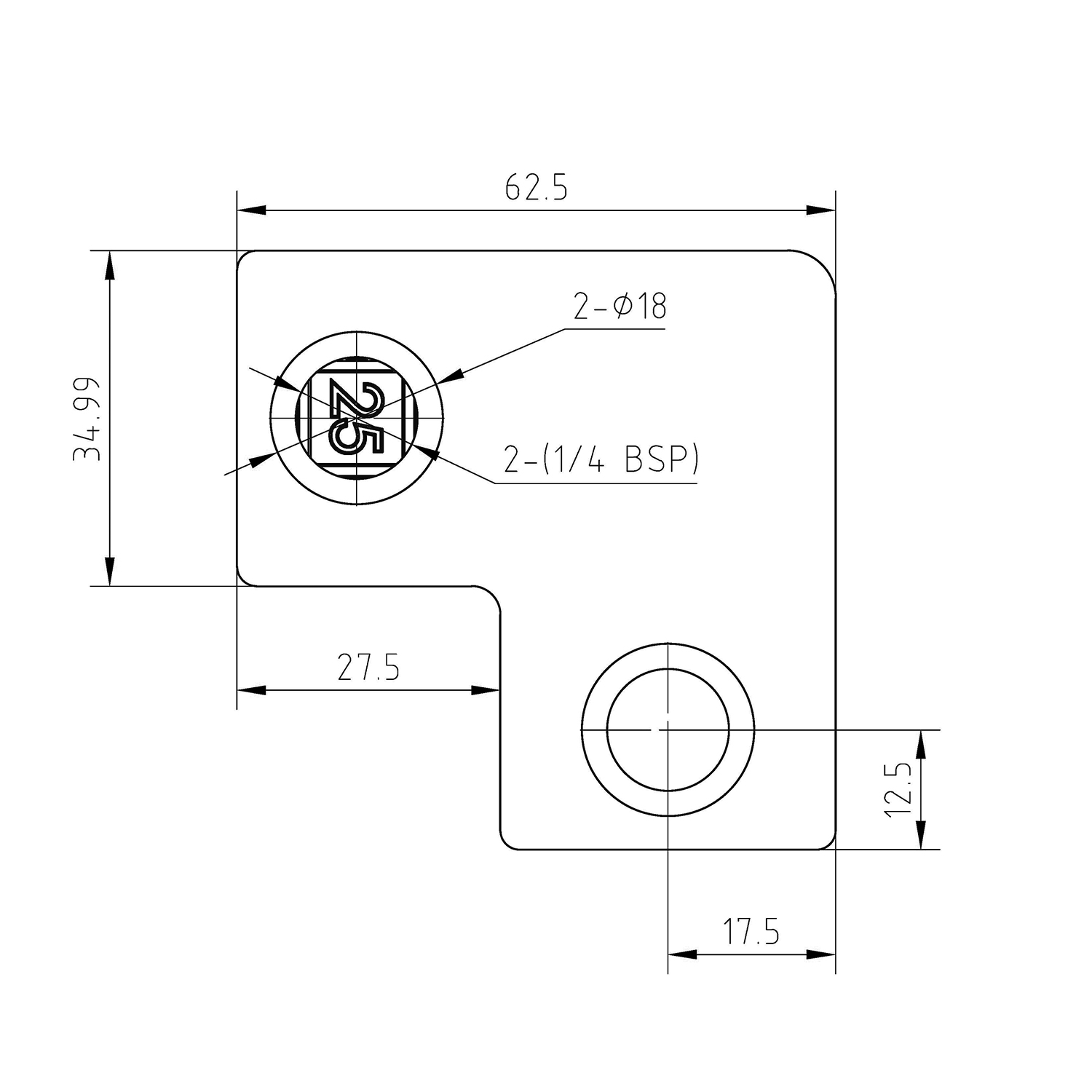 Doos Kniestuk 90° - zwart - vierkant - 40 mm