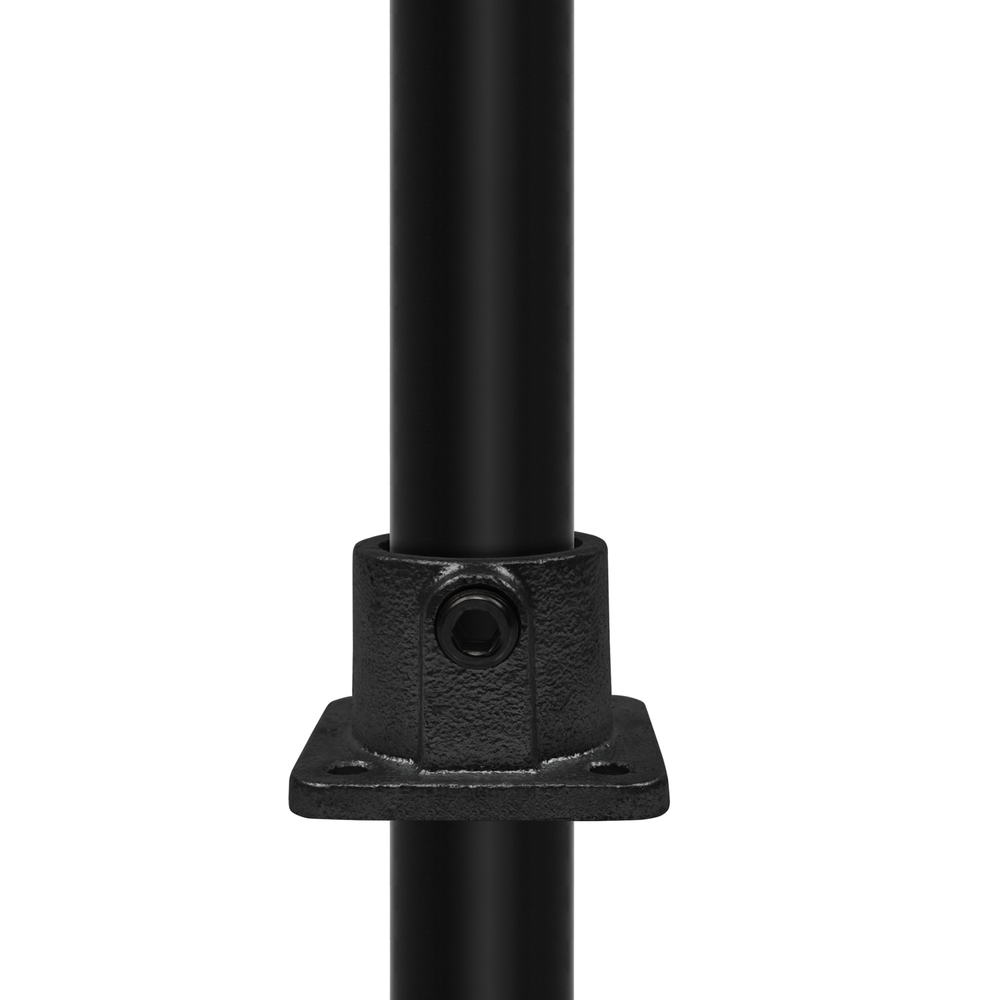 Buiskoppeling Vierkante voetplaat met doorloop - zwart-E / 48,3 mm