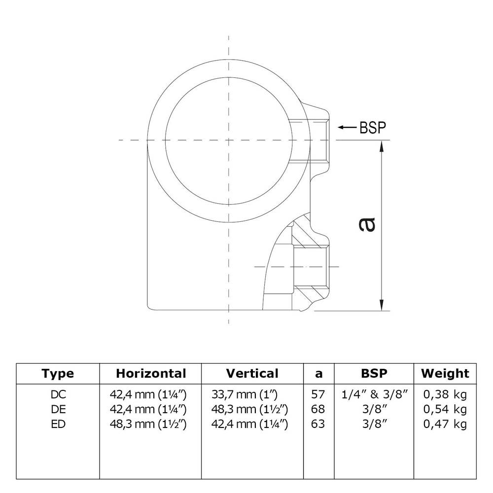 Buiskoppeling Kort T-stuk - verloop-CB / 33,7 mm - 26,9 mm