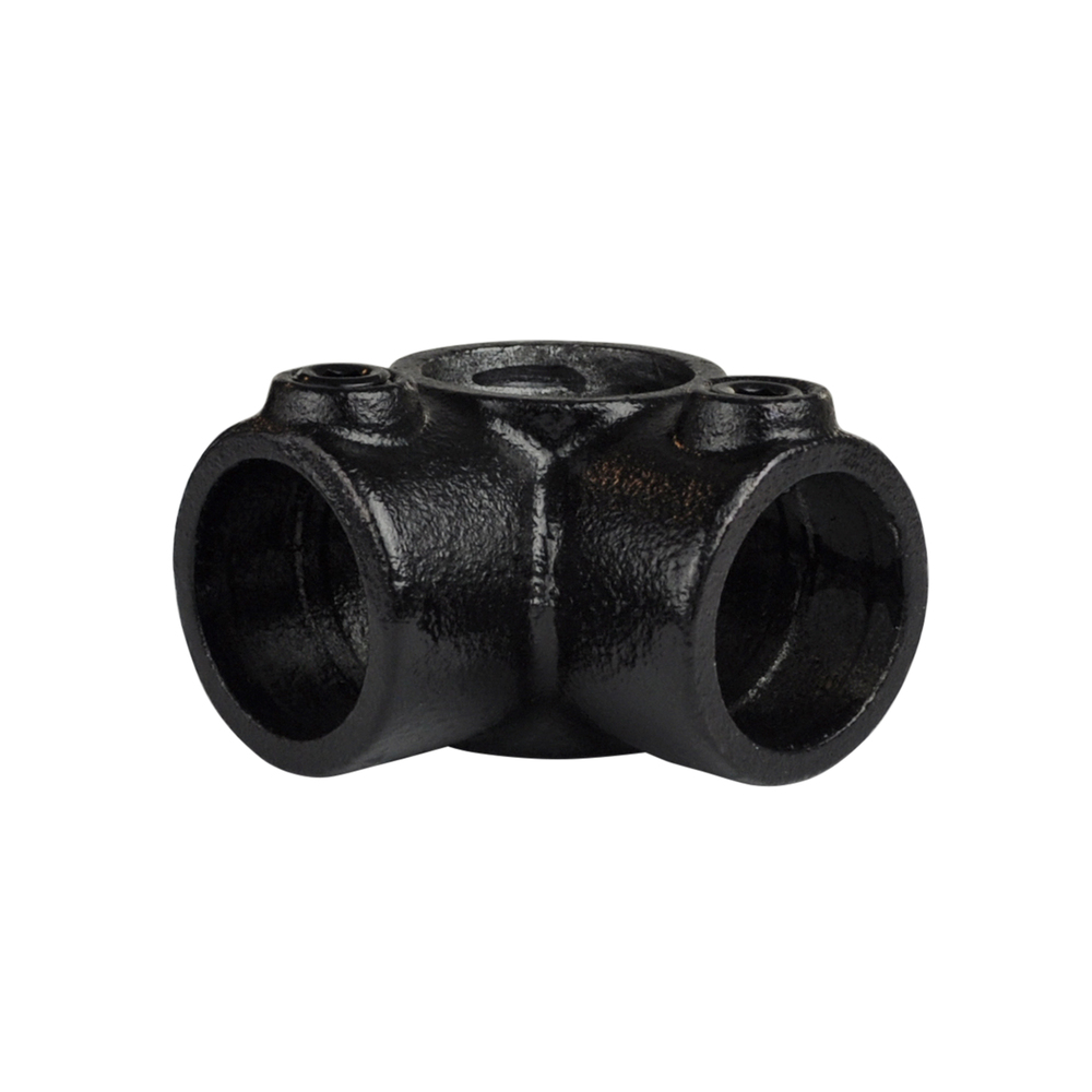 Buiskoppeling Hoekstuk doorlopende staander - zwart-E / 48,3 mm