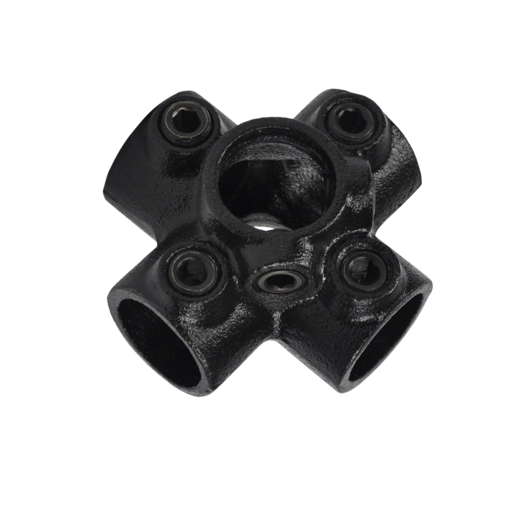 Buiskoppeling 4-weg kruisstuk - zwart-E / 48,3 mm